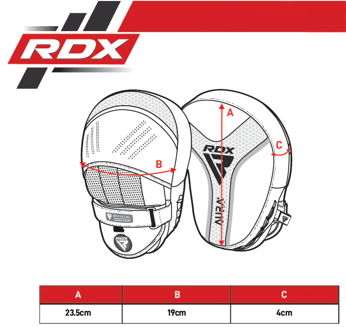 Tabulka velikostí Boxerské Lapy RDX AURA plus T-17