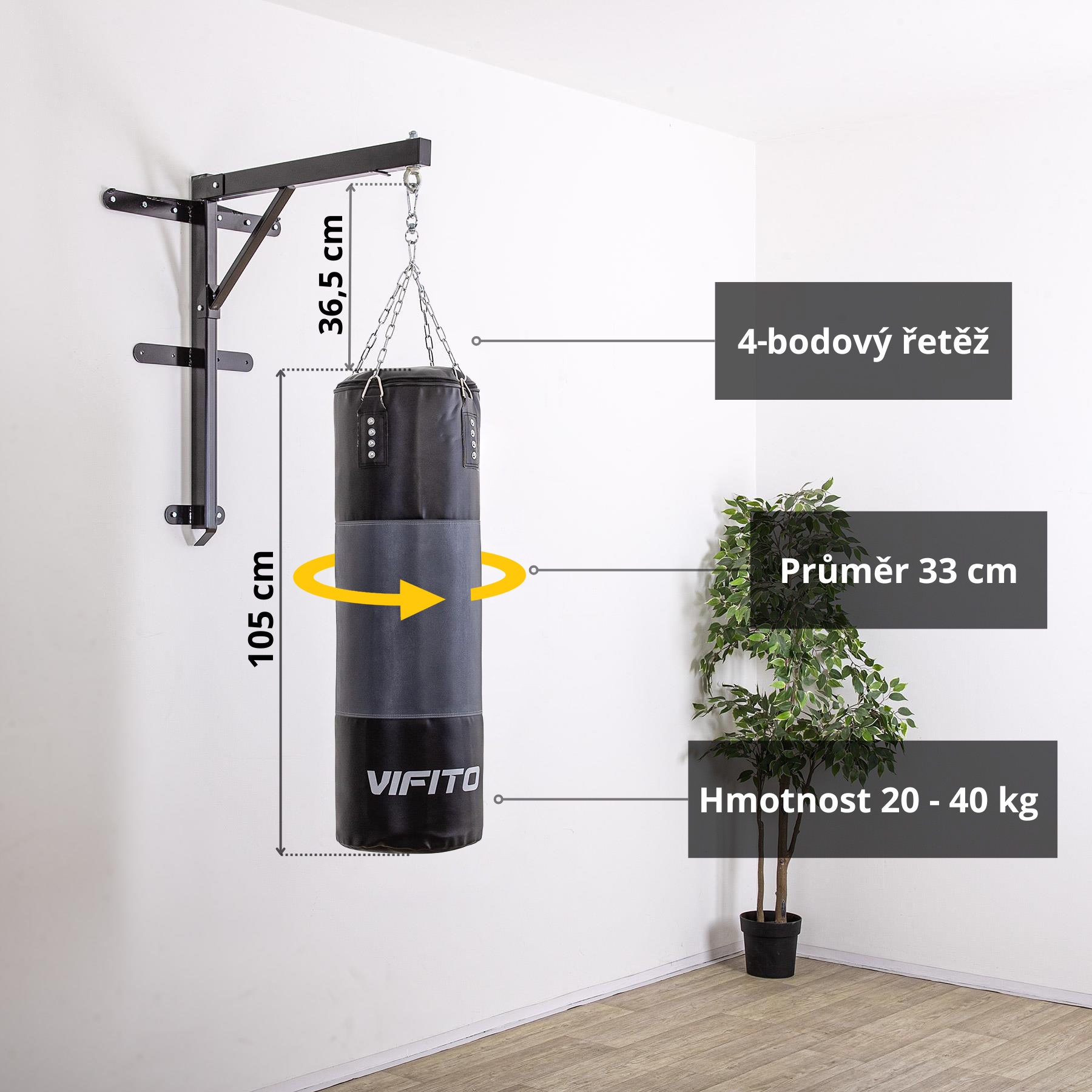 Boxovací pytel VIFITO 105x33 cm Vario 20-40 kg rozměry