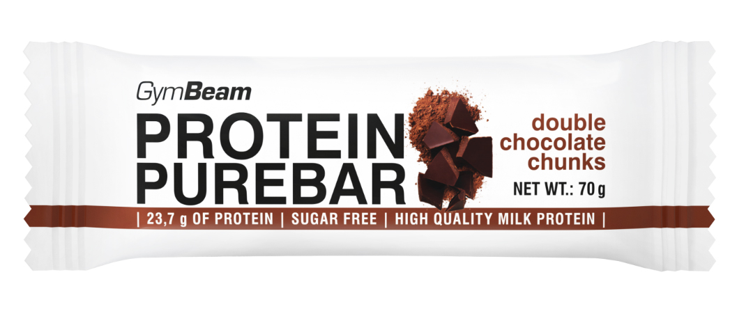 GymBeam Protein Pure Bar 70 g dvojitá čokoláda s kousky