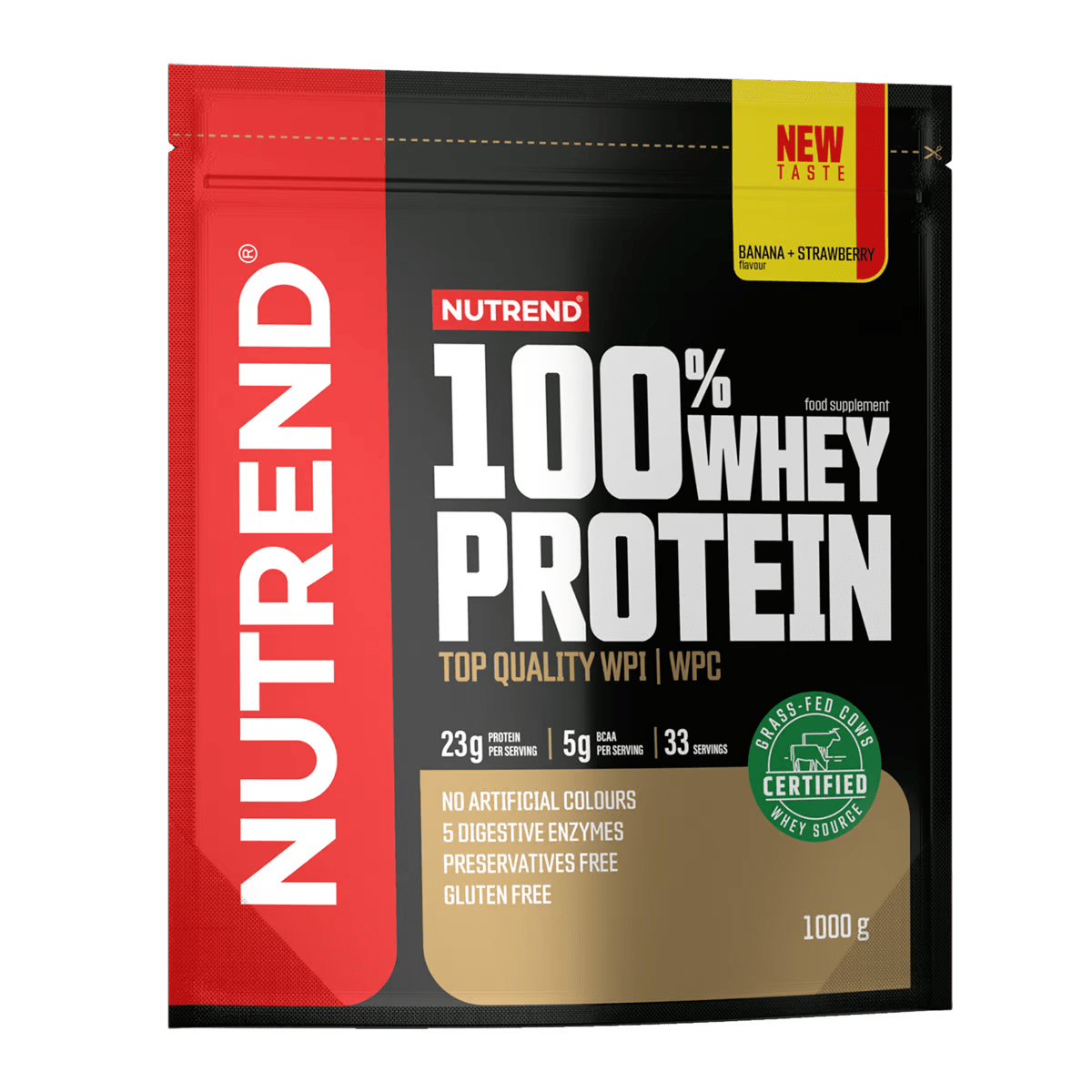 NUTREND 100% Whey Protein NEW TASTE 1000 g banán jahoda