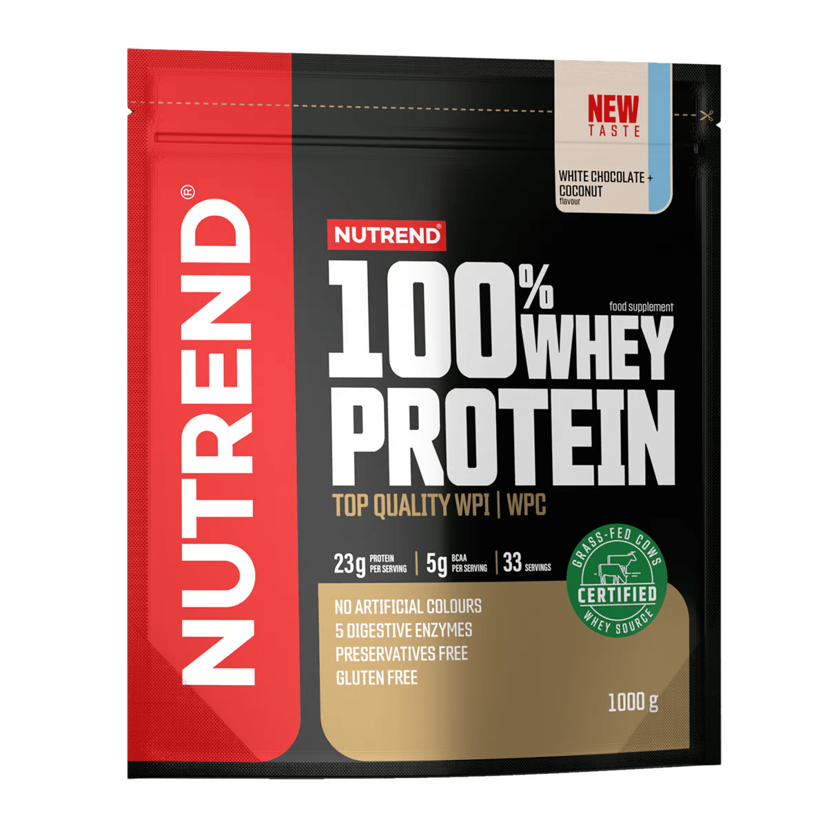 NUTREND 100% Whey Protein NEW TASTE 1000 g bílá čokoláda kokos