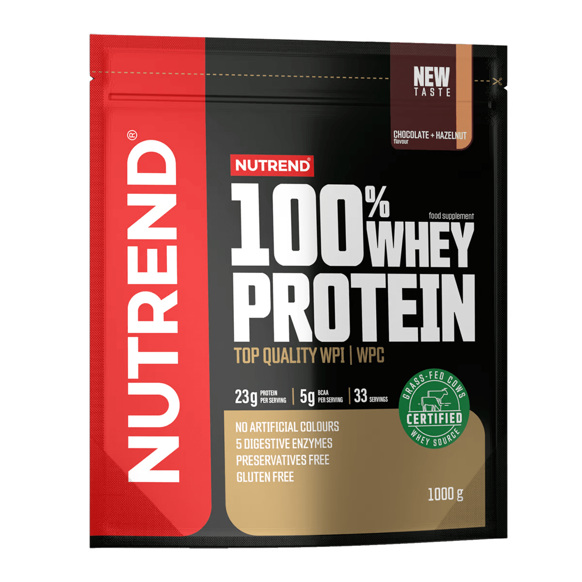 NUTREND 100% Whey Protein NEW TASTE 1000 g čokoláda lískový ořech