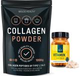 WoldoHealth® 100% Hovězí collagen 1kg + Vitamín C 120 kapslí - AKCE