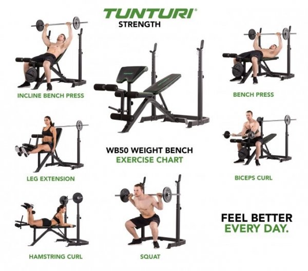 Posilovací lavice bench press TUNTURI WB50 Mid Width Weight Bench