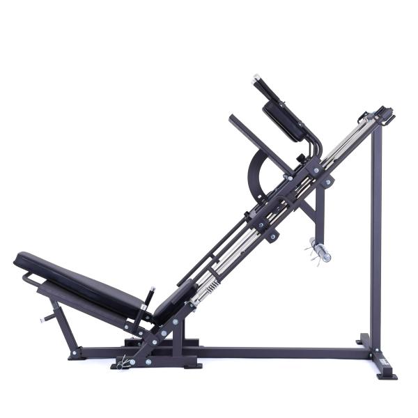 Posilovací stroj na činky TRINFIT Leg press + Hack squat D5 Pro boční pohled legpress