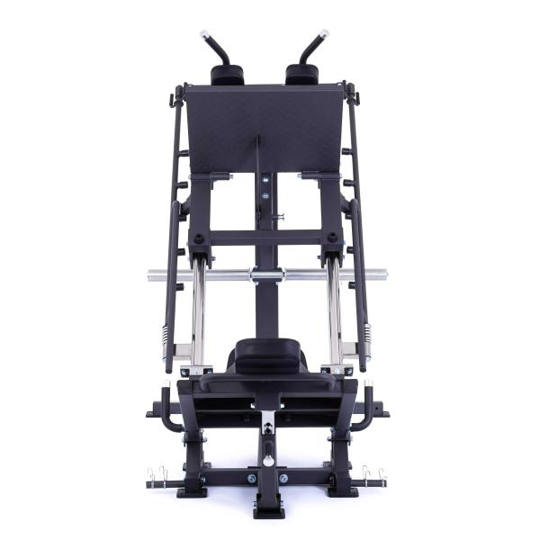 Posilovací stroj na činky TRINFIT Leg press + Hack squat D5 Pro přímý pohled legpress