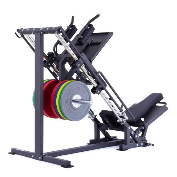 Posilovací stroj na činky TRINFIT Leg press + Hack squat D5 Pro s kotouči pod úhlem