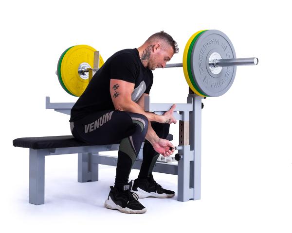 Posilovací lavice bench press FITHAM Benchpress s výsuvnými stojany nastavení