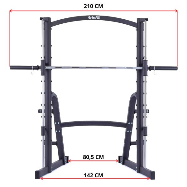 Posilovací stroj na činky TRINFIT Power Smith CX20 kóty čelně
