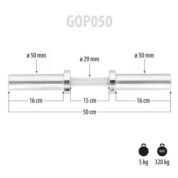 Olympijská osa jednoruční HMS GO P0 500 mm / 50 mm rozměry 