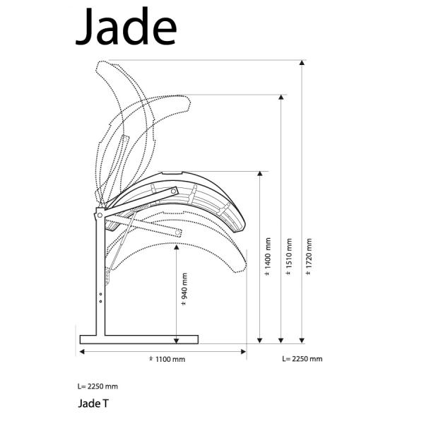 Jednostranné domácí solárium HAPRO JADE 12T Lc rozměry