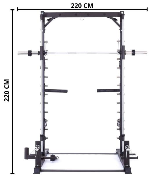 Posilovací stroj na činky TRINFIT Power Smith CX30 rozměry čelně