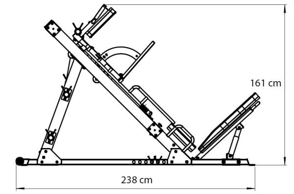 Posilovací stroj na činky TRINFIT Leg press + Hack squat D7 Pro nákres.JPG