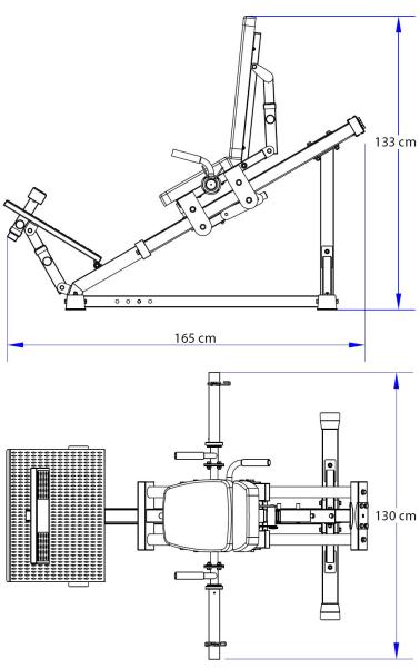 Posilovací stroj TRINFIT Leg press D3 Pro rozměry