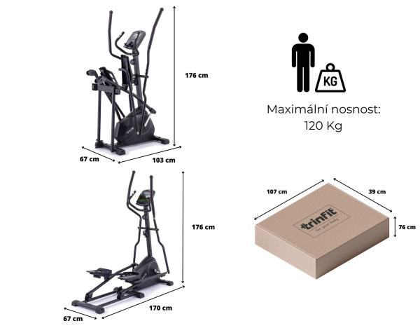 Eliptický trenažér TRINFIT Monta C250 Rozměry