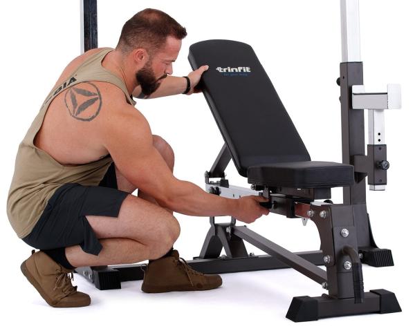 Posilovací lavice bench press TRINFIT F7 Pro nastavení opěrky