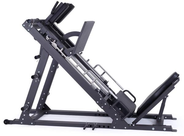 Posilovací stroj na činky TRINFIT Leg press + Hack squat D7 Pro z úhlu