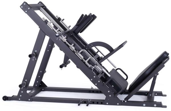 Posilovací stroj na činky TRINFIT Leg press + Hack squat D7 Pro spodní poloha