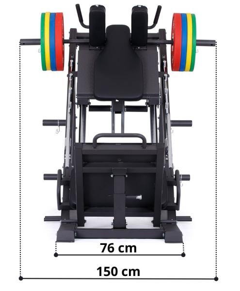 Posilovací stroj na činky TRINFIT Leg press + Hack squat D7 Pro rozměry