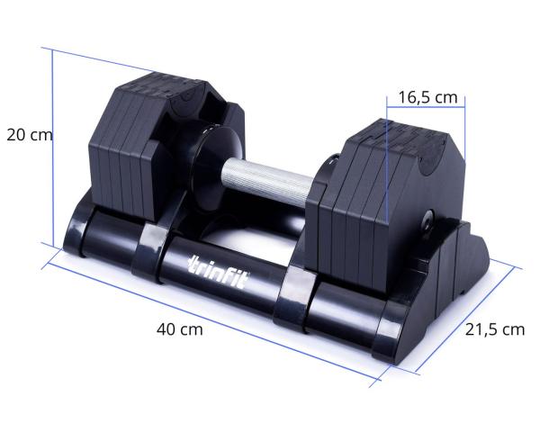 Činky s variabilní zátěží TRINFIT OctaBlock 2-20 kg černé rozměry