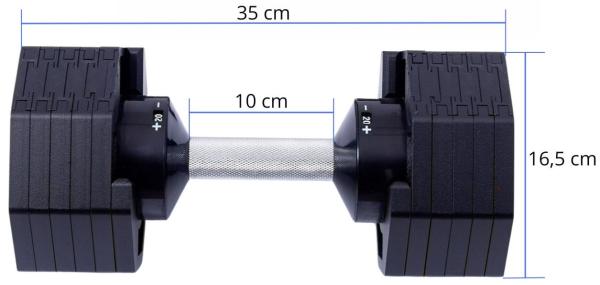 Činky s variabilní zátěží TRINFIT OctaBlock 2-20 kg černé rozměry činky