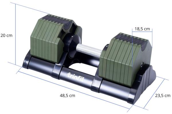 Činky s variabilní zátěží TRINFIT OctaBlock 2,5-40 kg zelené kóty