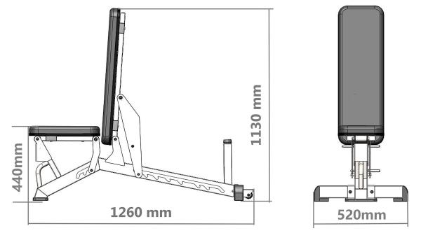 Posilovací lavice HMS L1237 kóty