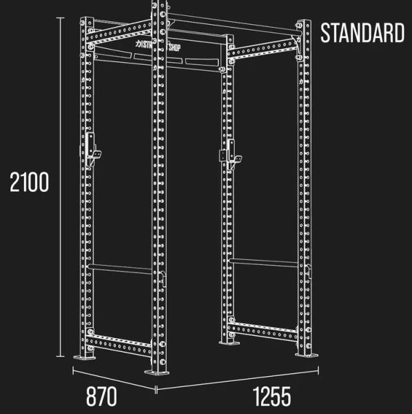 Stojan na činku Posilovací klec STRENGTHSYSTEM Original MRR Compact Racks Standard nákres