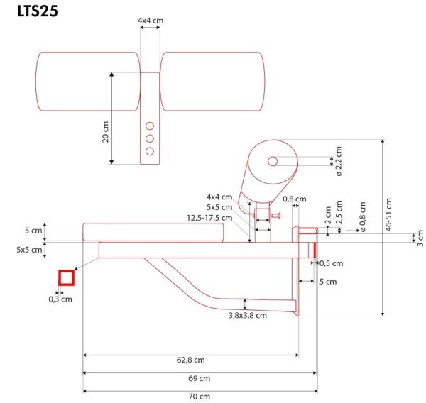 Přídavný sedák se zarážkou HMS LTS25 rozměry 2