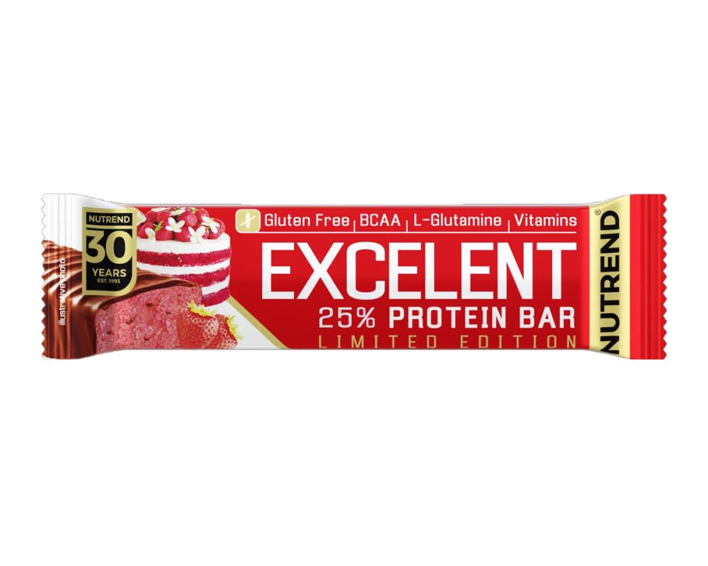 NUTREND Excelent protein bar 85 g jahodový dort