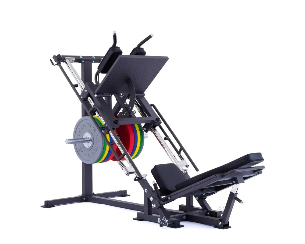 Posilovací stroj na činky TRINFIT Leg press + Hack squat D5 Pro s kotouči