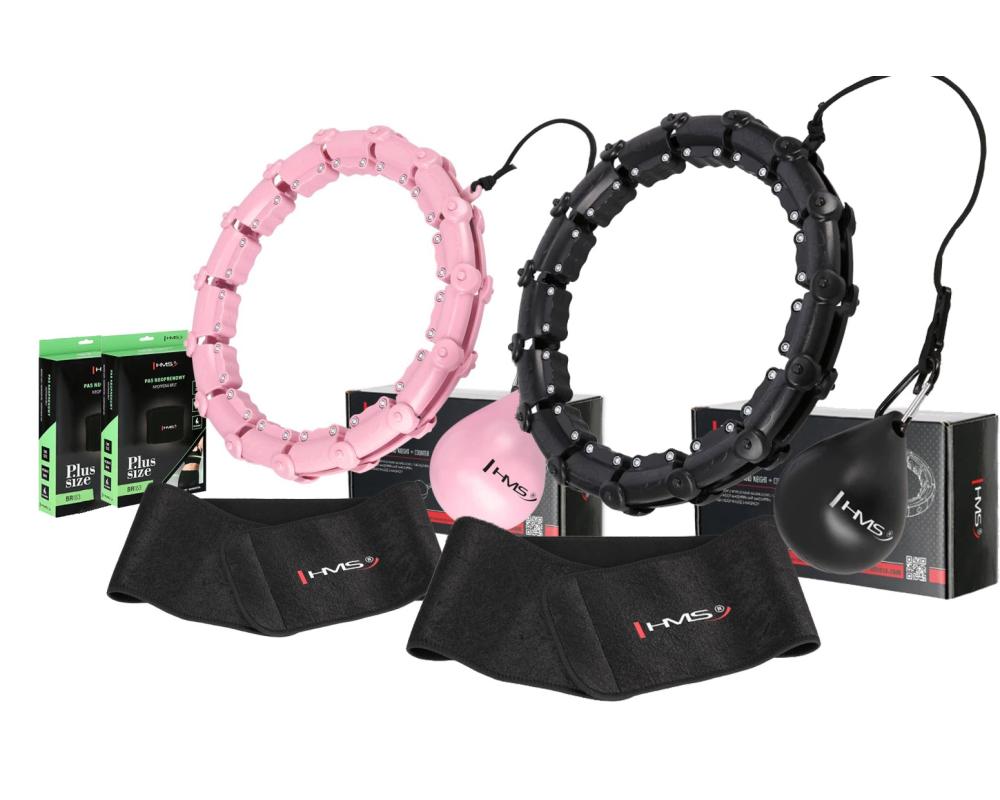 Masážní hula hoop HMS HHW11 se závažím + zeštíhlující pás PLUS SIZE varianty